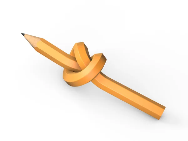 Pencil tied in a knot on a white background — Stock Photo, Image