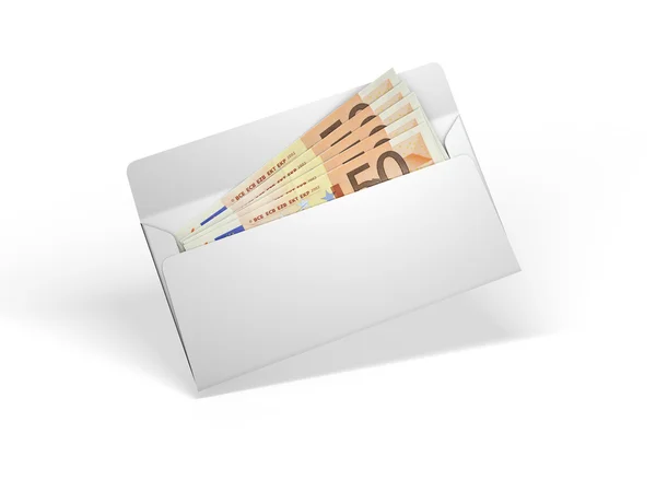 Witte envelop met geld — Stockfoto