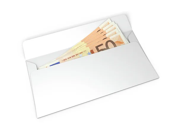 Ο φάκελος Δίχρωμος Λευκός με χρήματα — Φωτογραφία Αρχείου