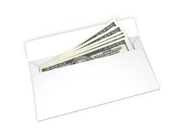 Weißer Umschlag mit Geld — Stockfoto