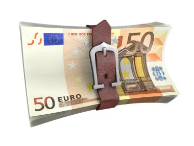 Euro para banknot kuşaklı yığını