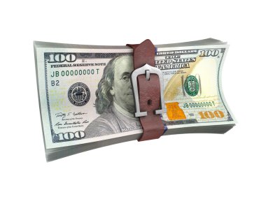 Kuşaklı dolarlık banknotlar yığını