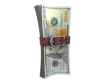 Kuşaklı dolarlık banknotlar yığını