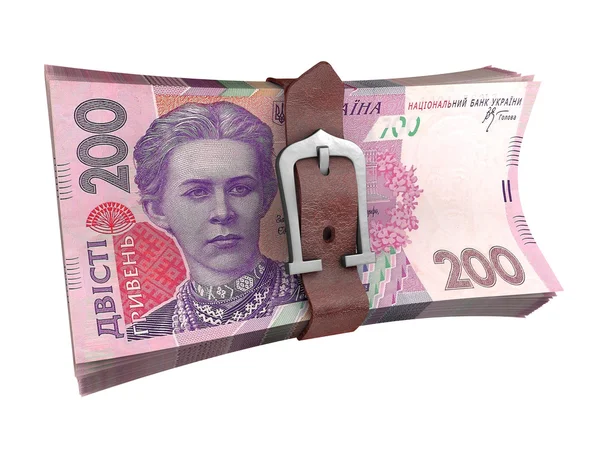 Gürtelstapel ukrainischer Geldscheine — Stockfoto
