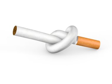 Knotted cigarette isolated on white clipart