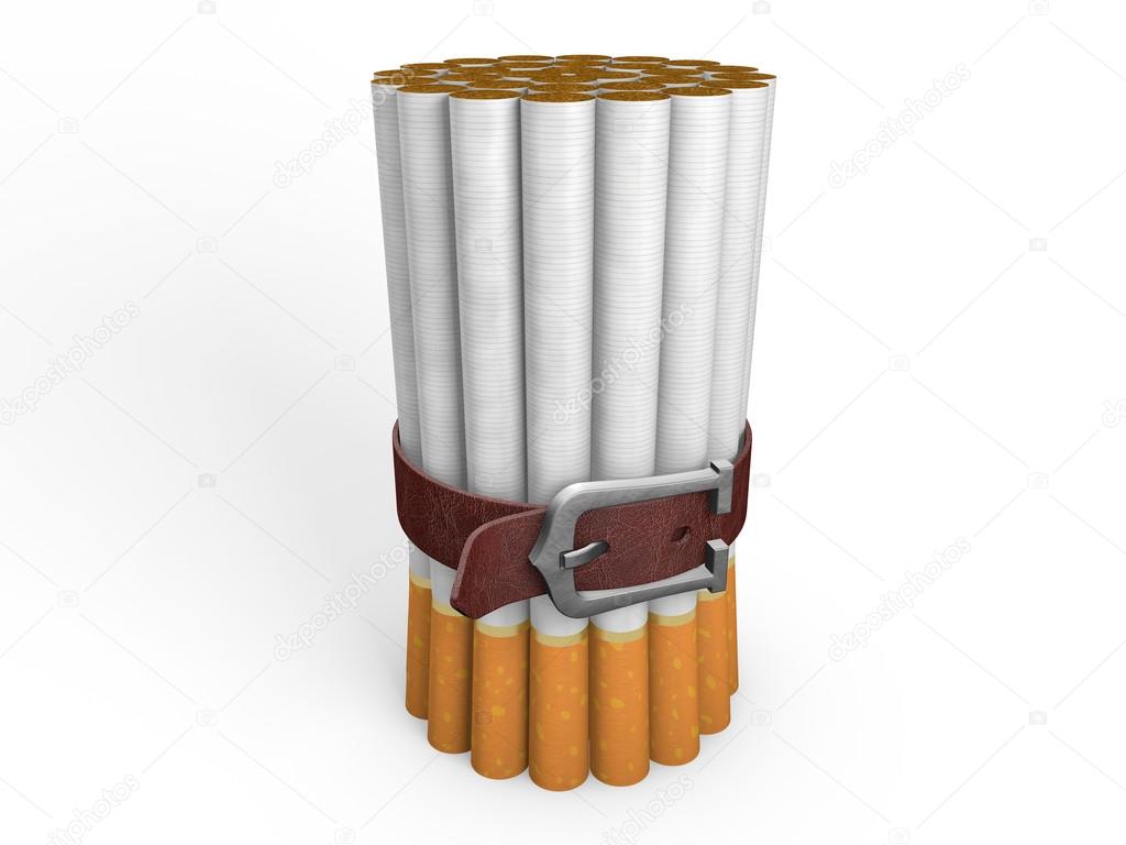 Belted stack of cigarettes isolated