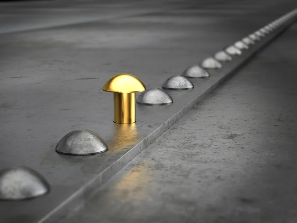 Row of rivets on the metal grunge background — Stock Photo, Image