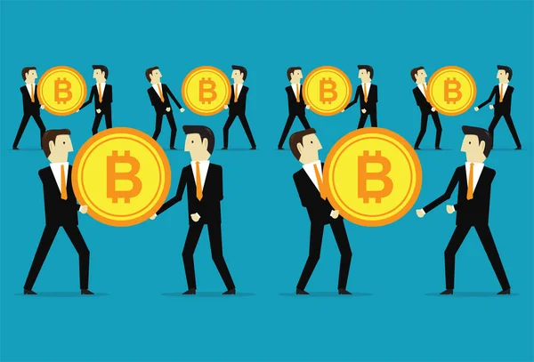 Βοηθήστε Ένας Τον Άλλον Βρει Και Προωθήσει Bitcoin — Διανυσματικό Αρχείο