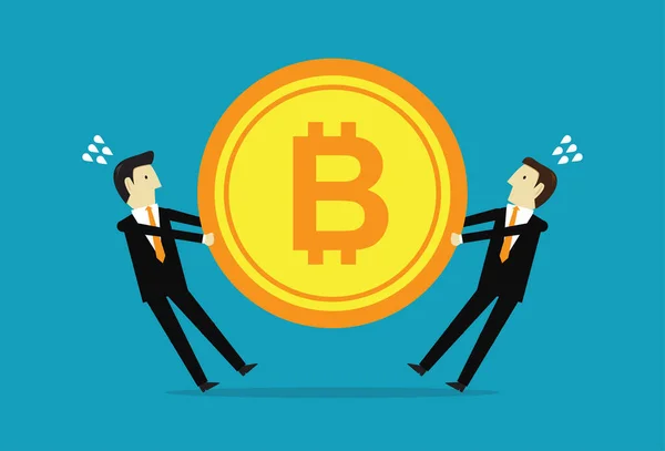 Επιχειρηματίας Τραβώντας Bitcoin — Διανυσματικό Αρχείο