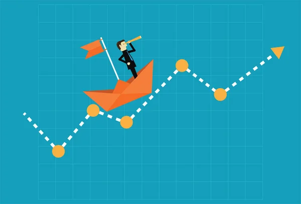 Leadership Sul Grafico Ascesa — Vettoriale Stock