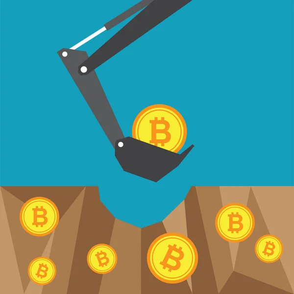 Σκάψιμο Για Βρείτε Πολλά Bitcoin — Διανυσματικό Αρχείο