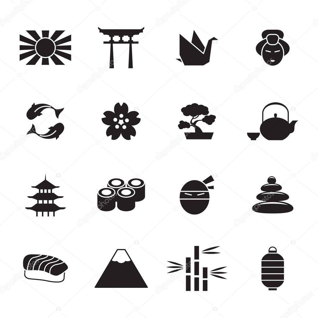 Japanese culture flat icons