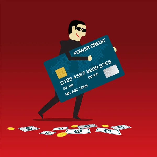 Thief Stealing Your Credit Card — Stock Vector