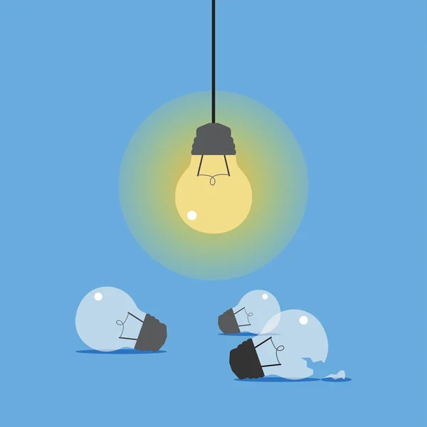 Brilliant Idea Shattered Light Bulb — Stock Vector