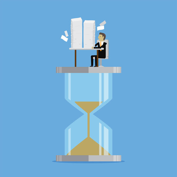 бизнесмен беспокоится о многих рабочих местах в течение ограниченного времени