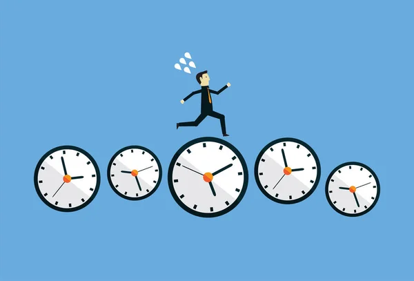 Businessman Run Clock Shows Multiple Periods Time — ストックベクタ