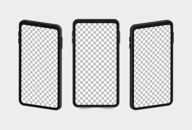 Smartphone front and side mockup on white background