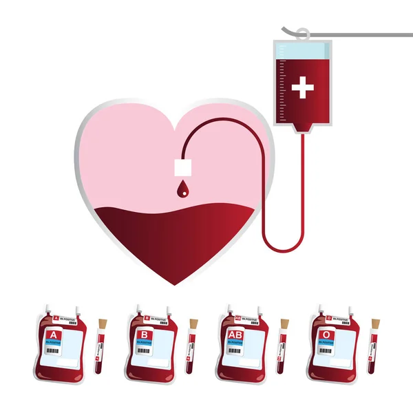 Donación Sangre Diferentes Tipos Sangre — Vector de stock