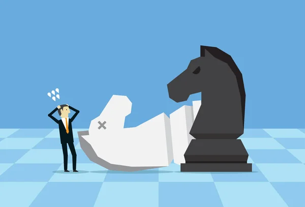 Geschäftsleute Haben Kopfschmerzen Wenn Sie Schach Spielen Und Gegen Konkurrenten — Stockvektor