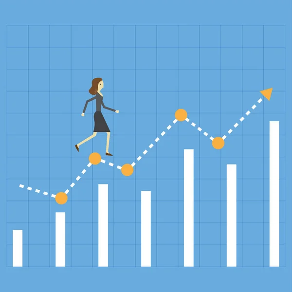 Imprenditrice Viaggiare Sulla Strada Del Successo Grafico — Vettoriale Stock