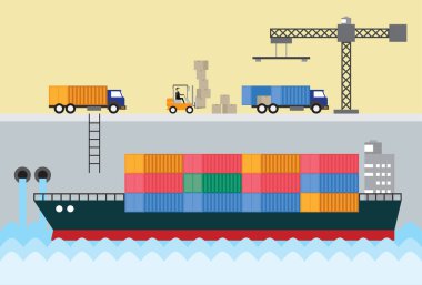 Global logistics industrial container cargo freight ship