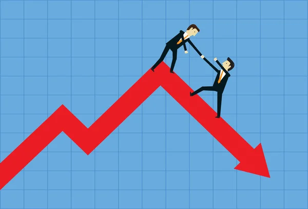 Gráfico Deprimido Con Asistencia Empresarial — Vector de stock