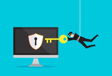 Hacker stealing confidential data from computer