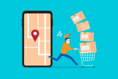 Employee delivering parcel box and smart logistic