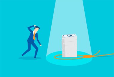 Businessman catch money in the rope trap