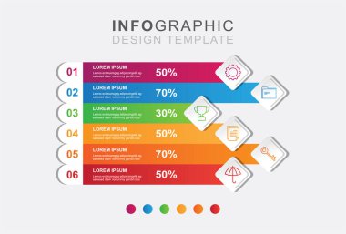 Infographic six steps percent graphic business element