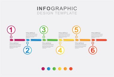 Infographic six steps timeline graphic business finance