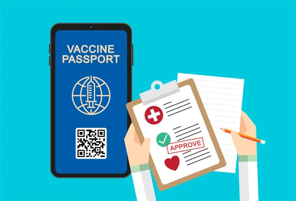 Viaje Con Vacuna Digital Coronavirus Covid Pasaporte — Archivo Imágenes Vectoriales