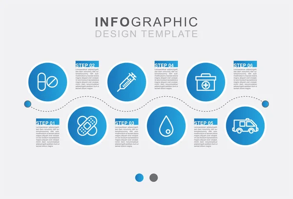 Icono Infográfico Cuidado Negocios Saludable Línea Tiempo Enfermedad — Archivo Imágenes Vectoriales