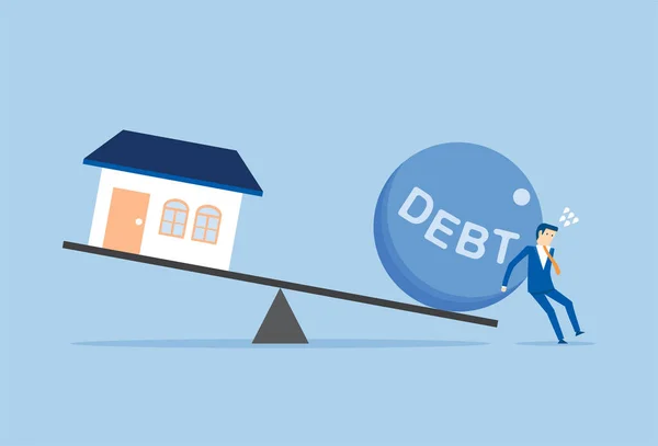 Foreclosure House Big Debt Loan — Vetor de Stock