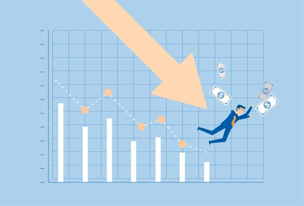 Businessman Hit Financial Graph Downtrend — ストックベクタ