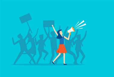 İş kadını, hak protestolarına karşı bir grup insana liderlik ediyor