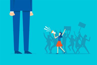 İş kadını, hak protestolarına karşı bir grup personele liderlik ediyor