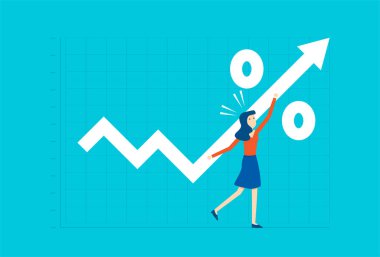 İş kadını sevinçten havalara uçana kadar grafik tavan yaptı.