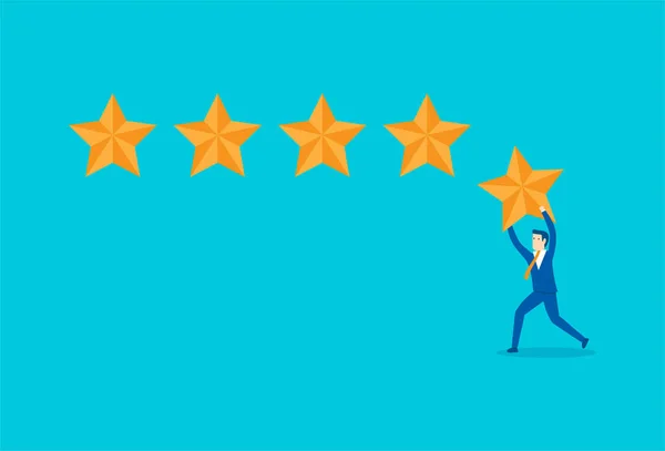 Zakenman Geeft Five Star Feedback — Stockvector