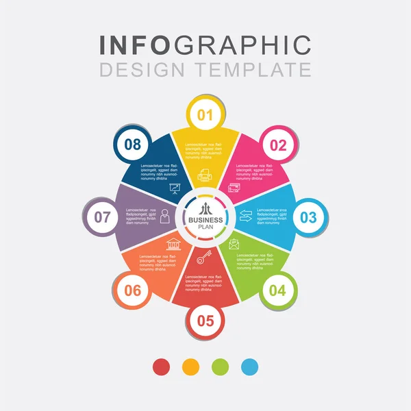 Infographie Huit Étapes Gestion Des Affaires Des Finances — Image vectorielle