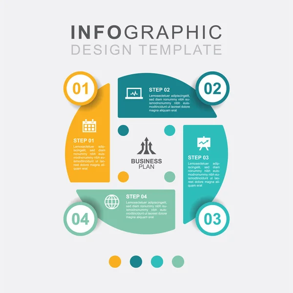 Infografía Cuatro Pasos Estadísticos Negocio Gestión Financiera — Archivo Imágenes Vectoriales