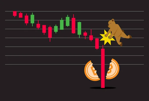 Bitcoin Mercado Fue Golpeado Por Una Reducción Precios — Vector de stock