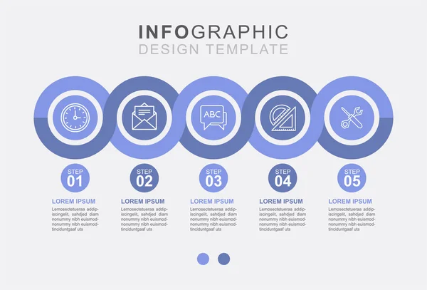 Infographie Courbe Ligne Gestion Des Affaires Cinq Étapes — Image vectorielle