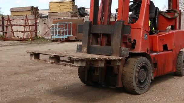 Mobil Forklift Tua Forklift Truk Stok Forklift Gudang Mobil Tua — Stok Video