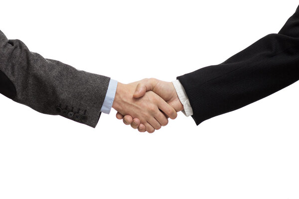 Businessmen shaking hands, isolated on white