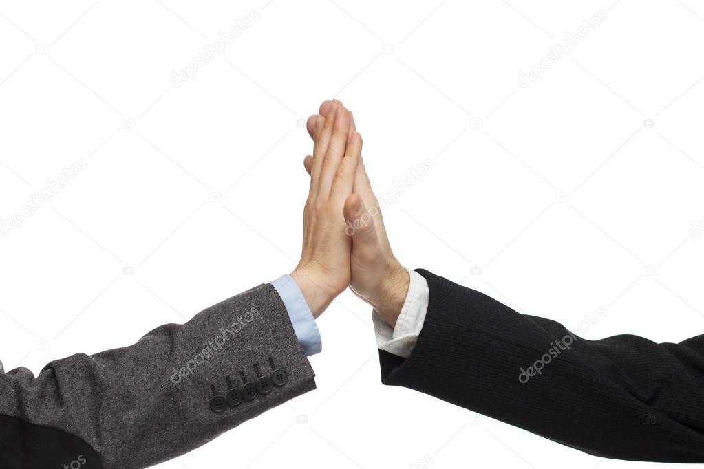 Successful business giving high five 