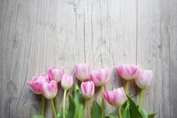 Tulips on a wooden background — Stock Photo, Image