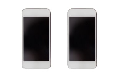 White smartphone on a gray background 