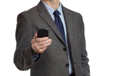 Akıllı telefonlu bir iş adamı.
