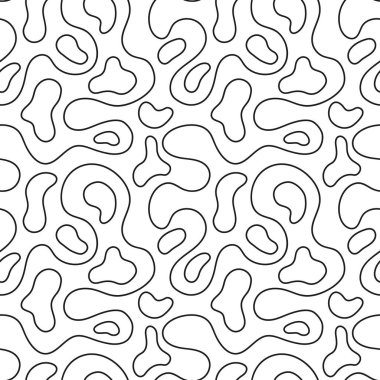 Soyut, pürüzsüz desen. Basit tekrarlanan illüstrasyon. Benekli doğrusal çizim. Beyaz arka planda siyah çizgiler. Ambalaj kağıdı, tekstil, duvar kağıdı, kumaş için sonsuz dokuyu yönlendir.